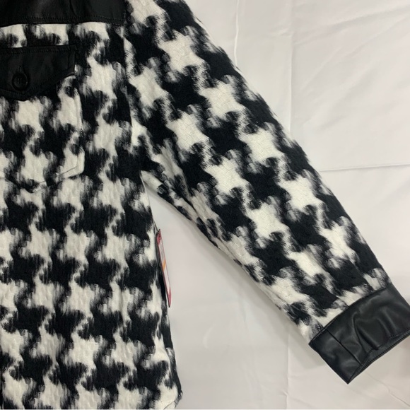 NWT Vince Camuto Textured Houndstooth & Faux Leather Button Down Jacket - Picture 7 of 12